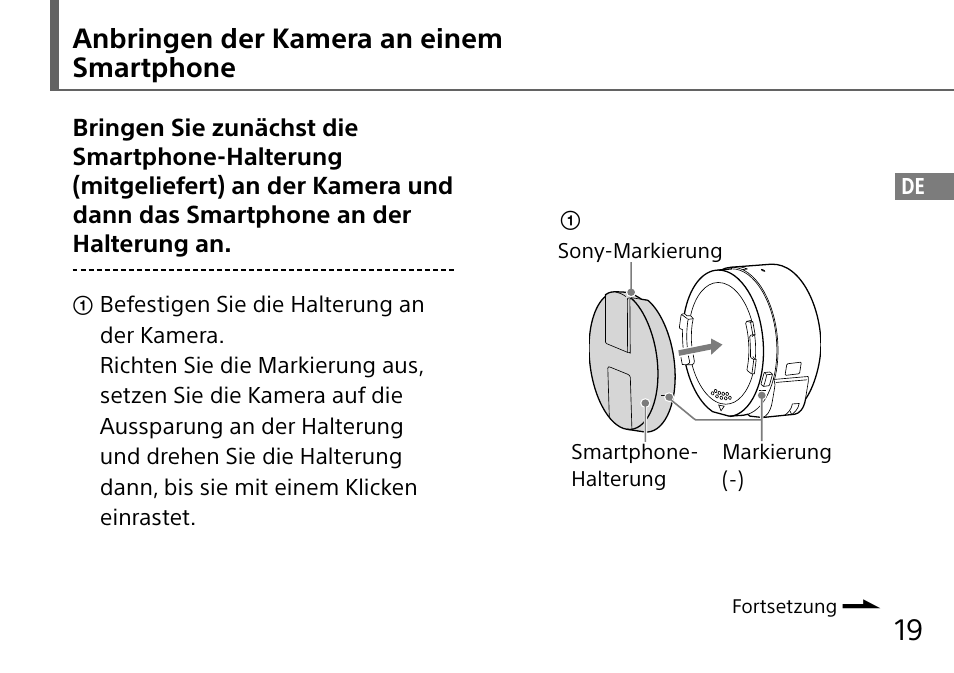 Anbringen der kamera an einem smartphone | Sony DSC-QX10 User Manual | Page 81 / 363