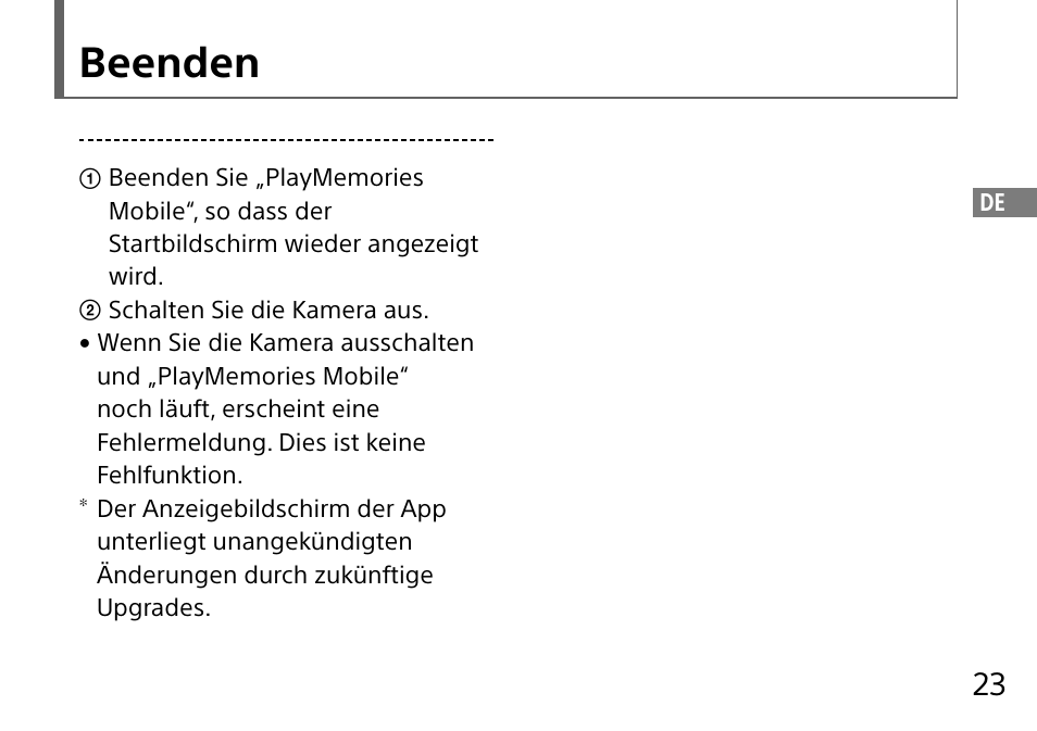 Beenden | Sony DSC-QX10 User Manual | Page 85 / 363