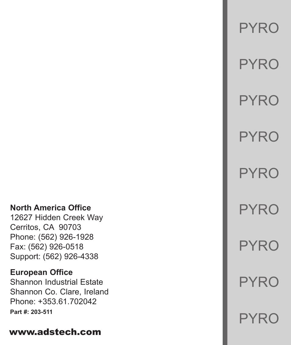 Pyro | ADS Technologies PYRO 1394 User Manual | Page 18 / 18