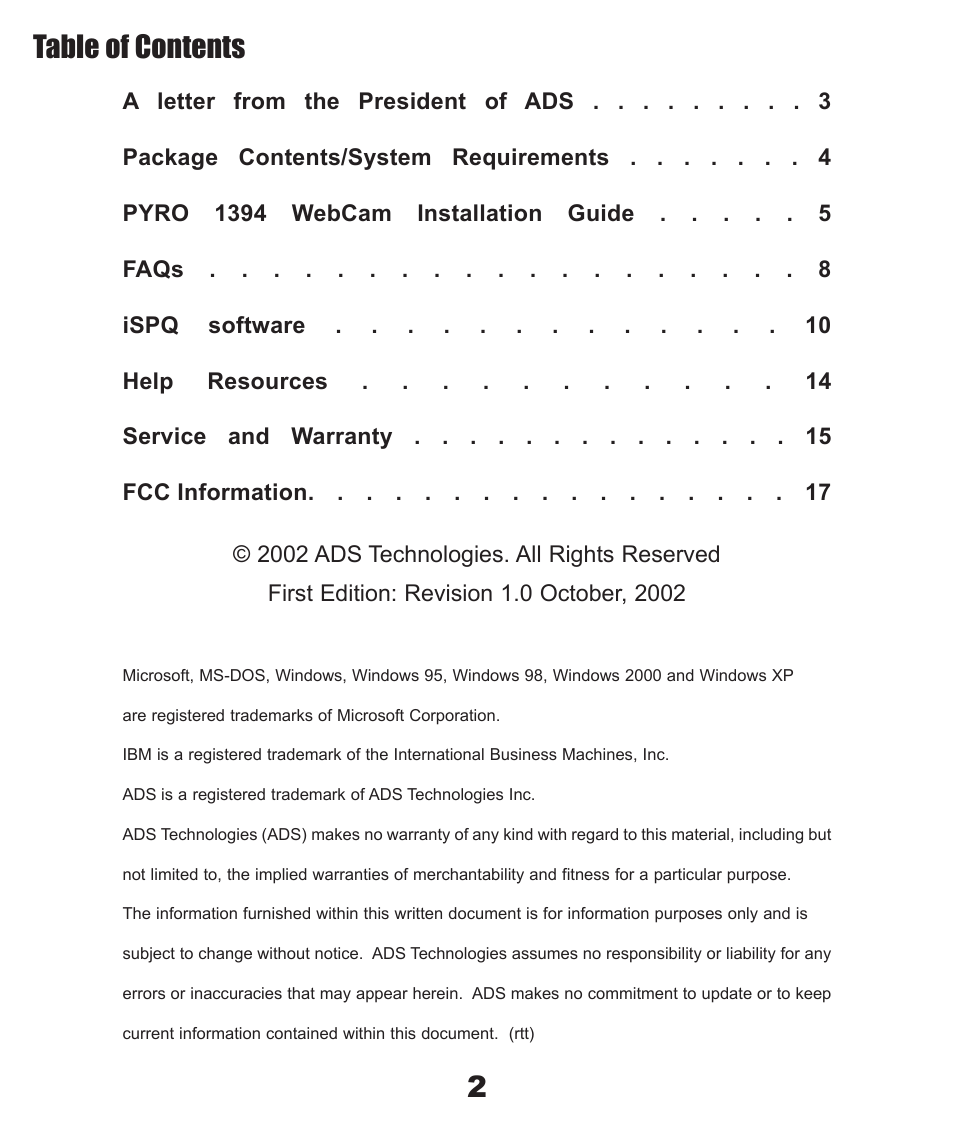 ADS Technologies PYRO 1394 User Manual | Page 2 / 18
