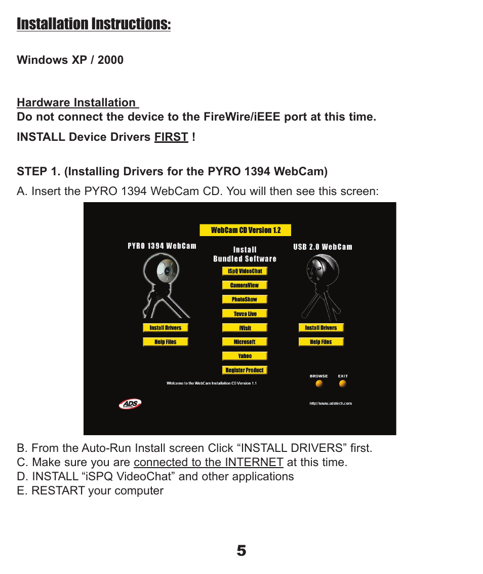 Installation instructions | ADS Technologies PYRO 1394 User Manual | Page 5 / 18