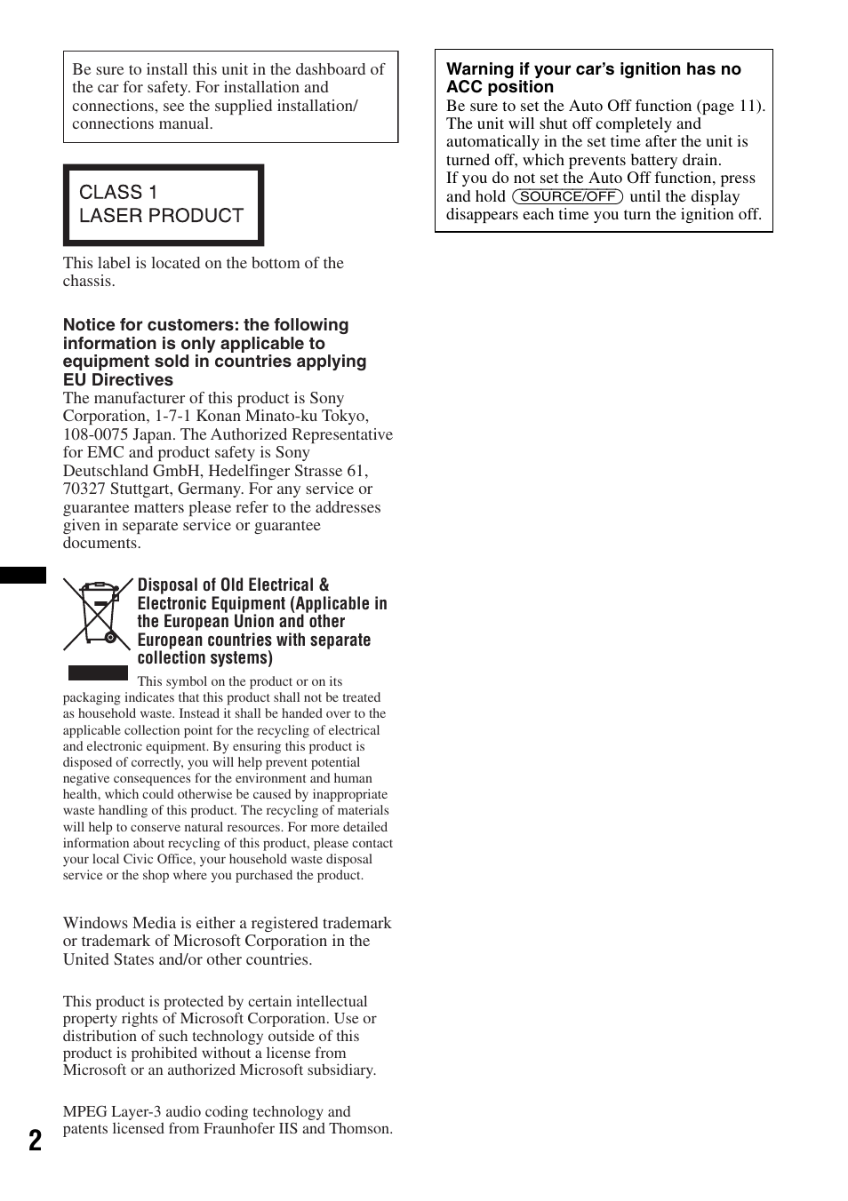 Sony CDX-GT252MP User Manual | Page 2 / 92