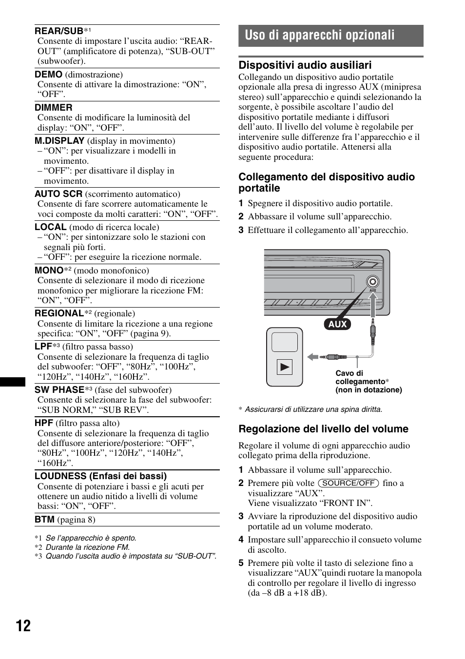 Uso di apparecchi opzionali, Dispositivi audio ausiliari | Sony CDX-GT252MP User Manual | Page 64 / 92