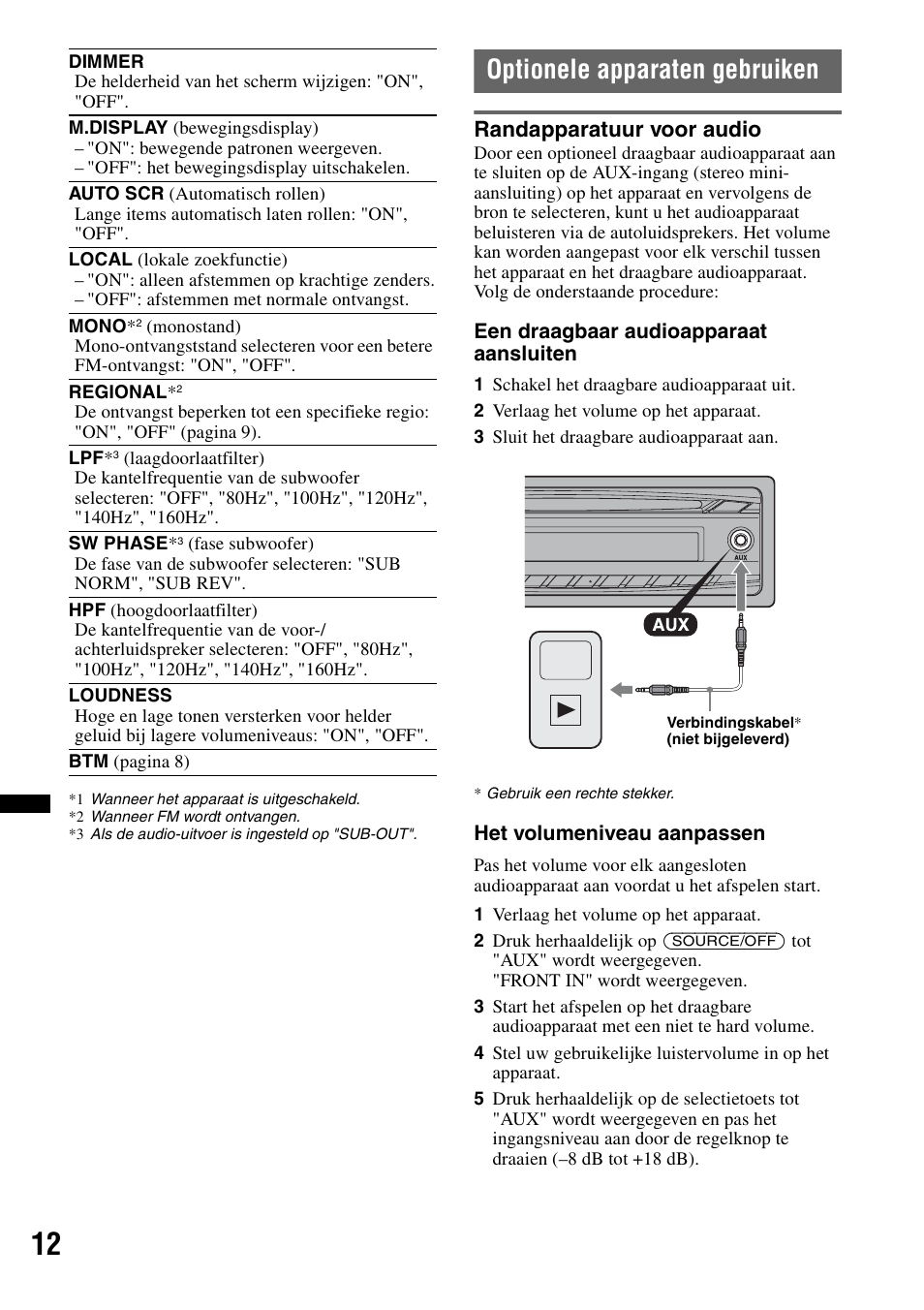 Optionele apparaten gebruiken, Randapparatuur voor audio | Sony CDX-GT252MP User Manual | Page 82 / 92