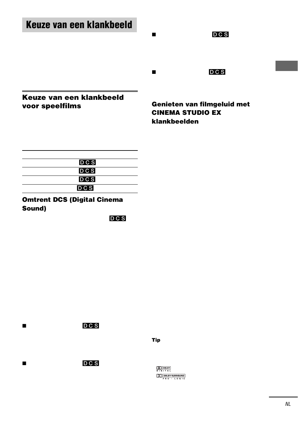 Keuze van een klankbeeld, Keuze van een klankbeeld voor speelfilms | Sony STR-DA3000ES User Manual | Page 103 / 208