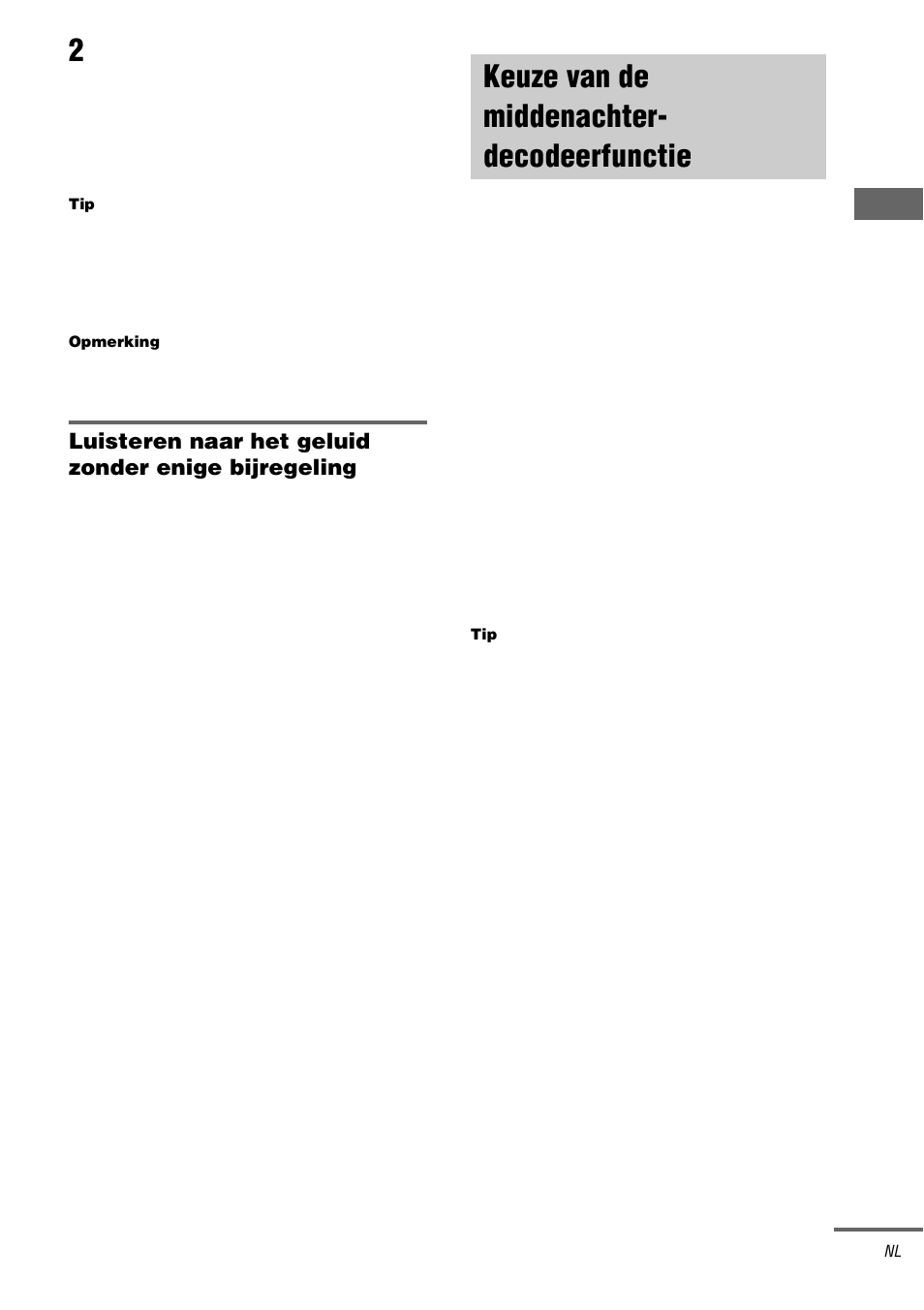 Keuze van de middenachter- decodeerfunctie, Surr back decoding, Keuze van de middenachter | Decodeerfunctie — surr back decoding | Sony STR-DA3000ES User Manual | Page 105 / 208