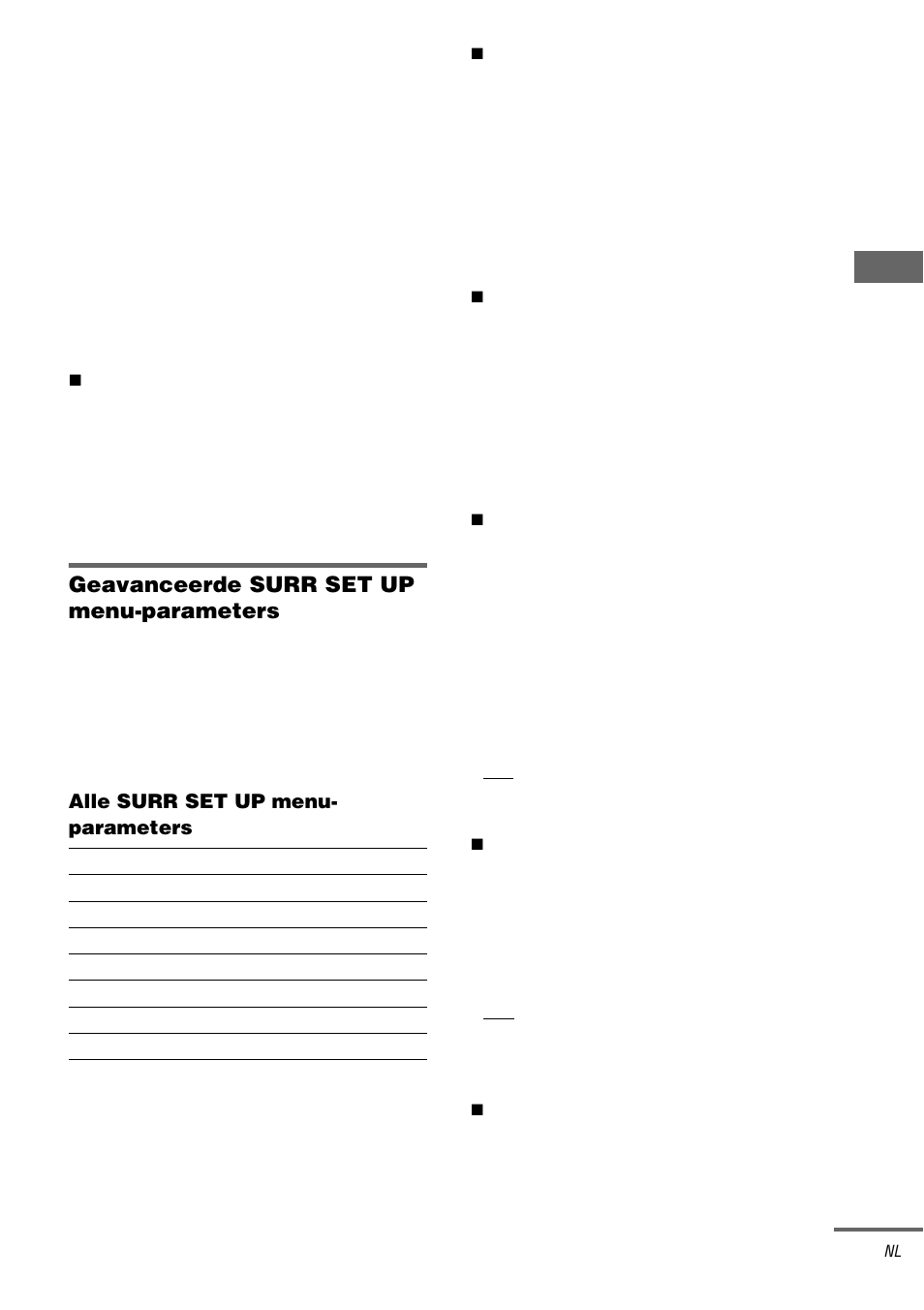 Geavanceerde surr set up menu-parameters | Sony STR-DA3000ES User Manual | Page 115 / 208