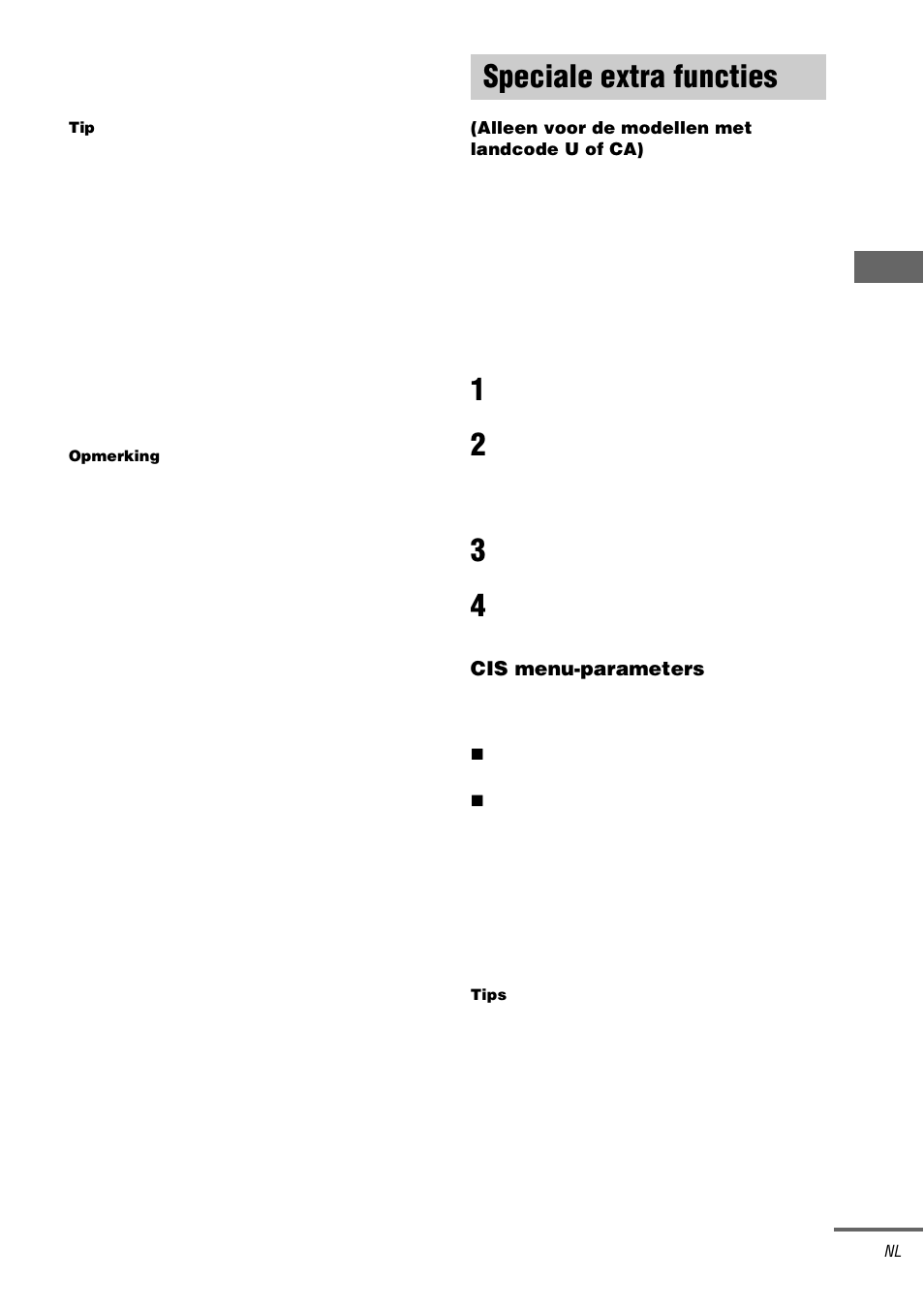 Speciale extra functies, Alleen voor de modellen met landcode u of ca) | Sony STR-DA3000ES User Manual | Page 117 / 208