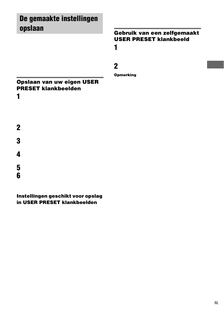 De gemaakte instellingen opslaan, User preset | Sony STR-DA3000ES User Manual | Page 119 / 208