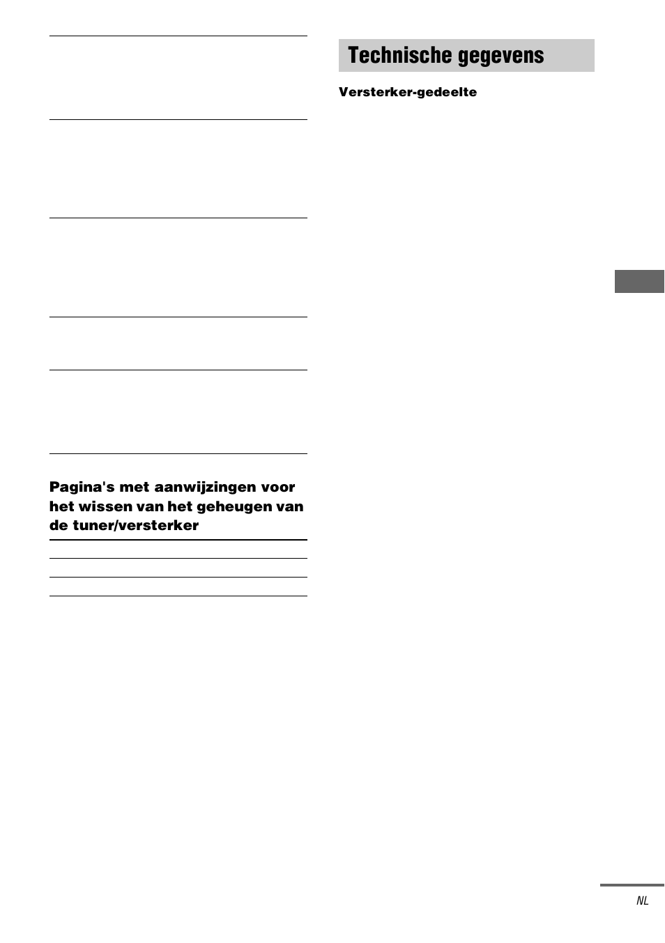 Technische gegevens, Aa n v ul lend e in fo rm atie | Sony STR-DA3000ES User Manual | Page 131 / 208