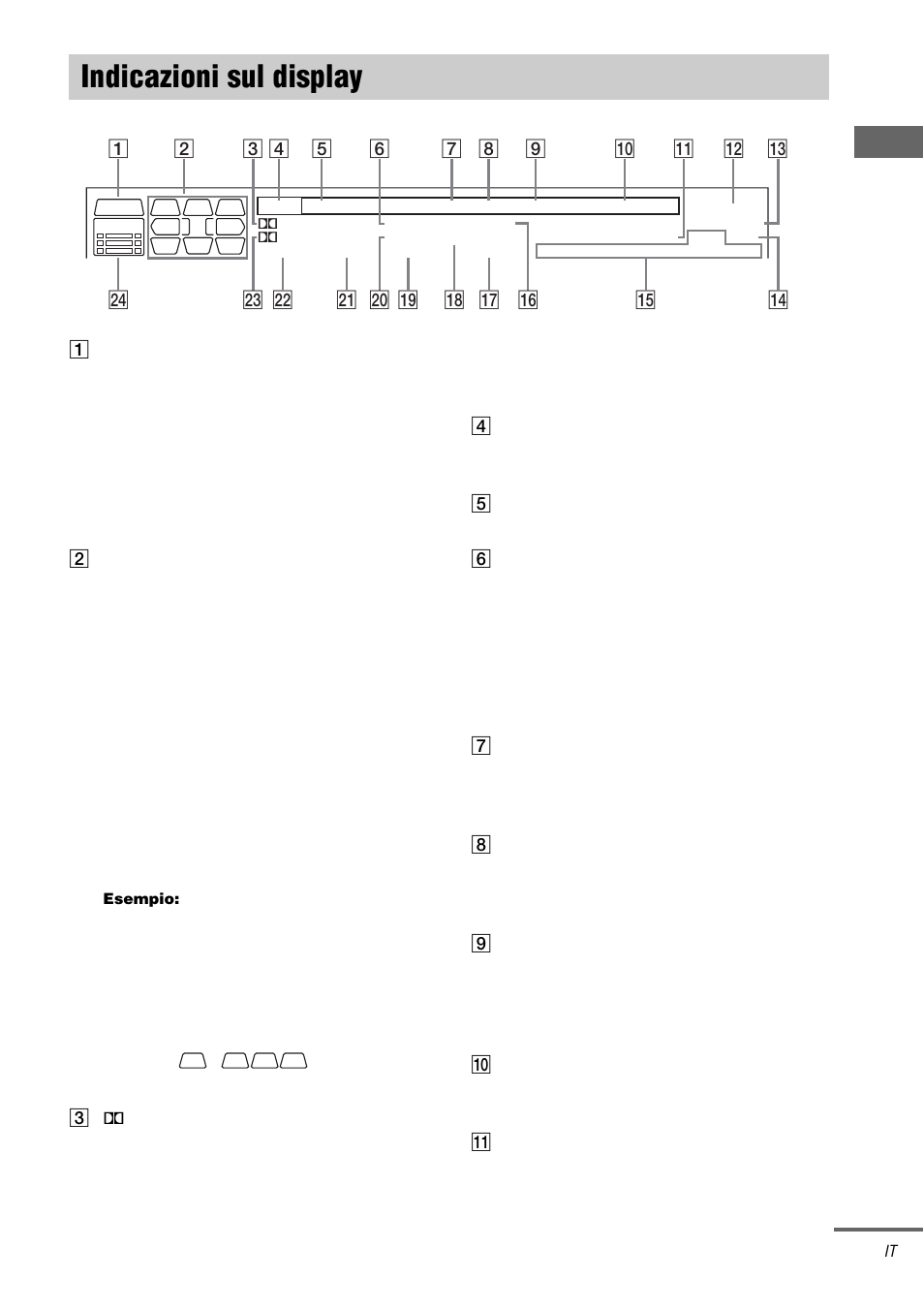 Indicazioni sul display, Funz iona men to de ll’a mpli ficat ore | Sony STR-DA3000ES User Manual | Page 169 / 208