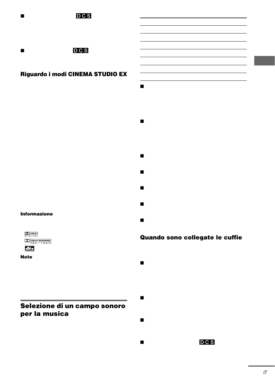 Selezione di un campo sonoro per la musica | Sony STR-DA3000ES User Manual | Page 173 / 208