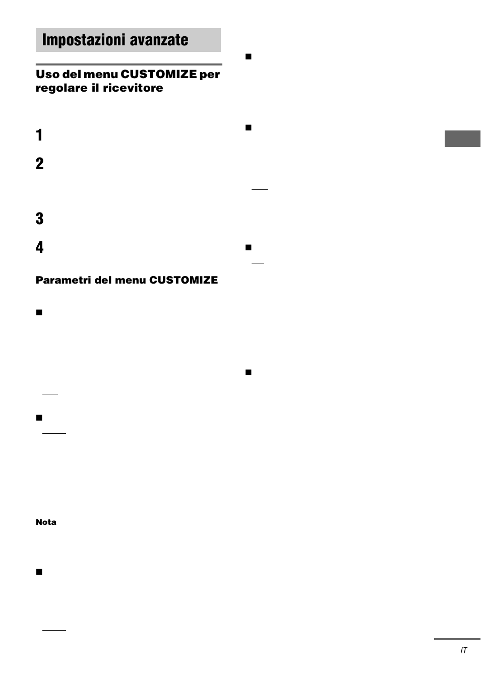 Impostazioni avanzate, Uso del menu customize per regolare il ricevitore | Sony STR-DA3000ES User Manual | Page 181 / 208