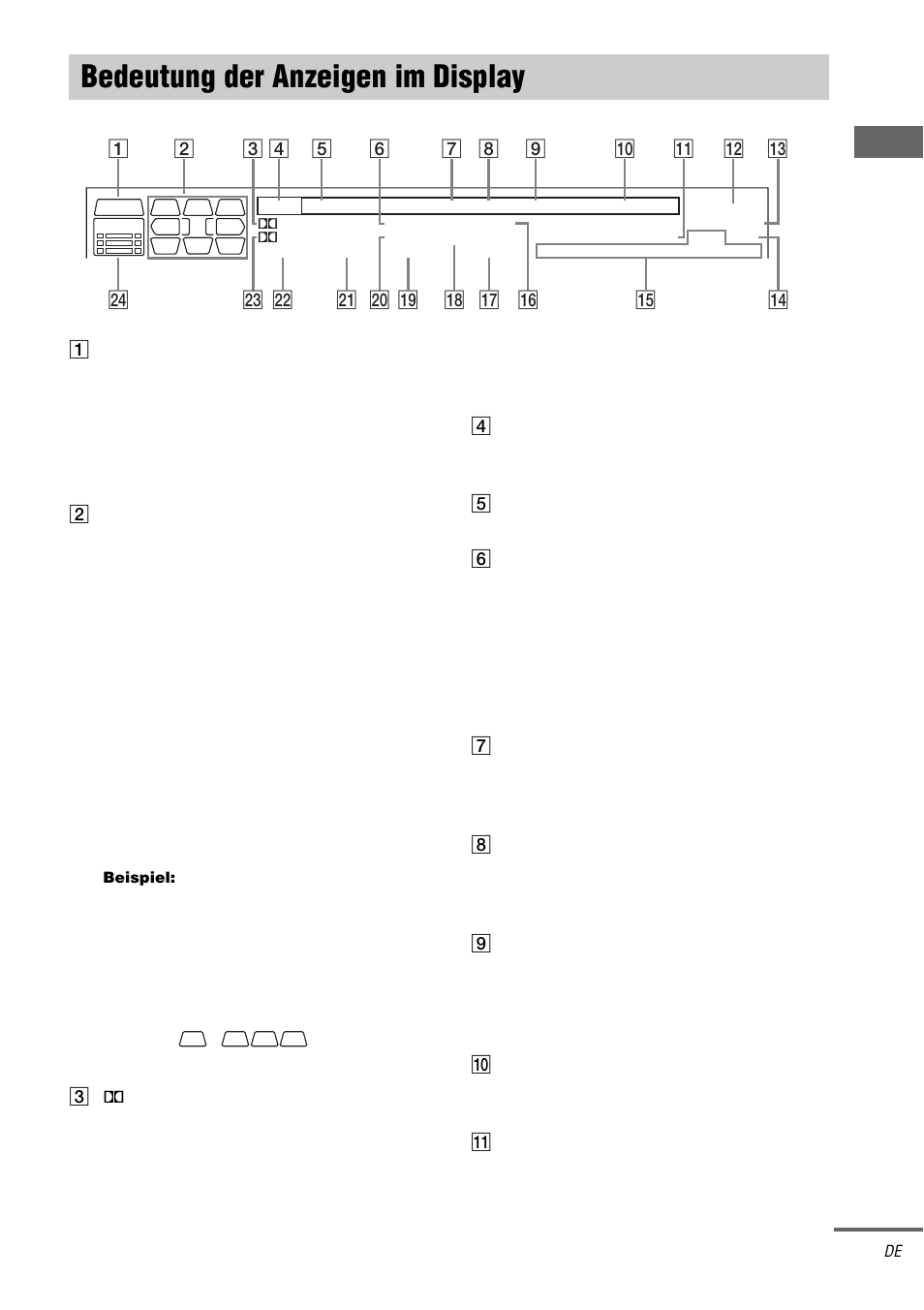 Bedeutung der anzeigen im display, Be dien en d es v e rs tär k er s | Sony STR-DA3000ES User Manual | Page 31 / 208