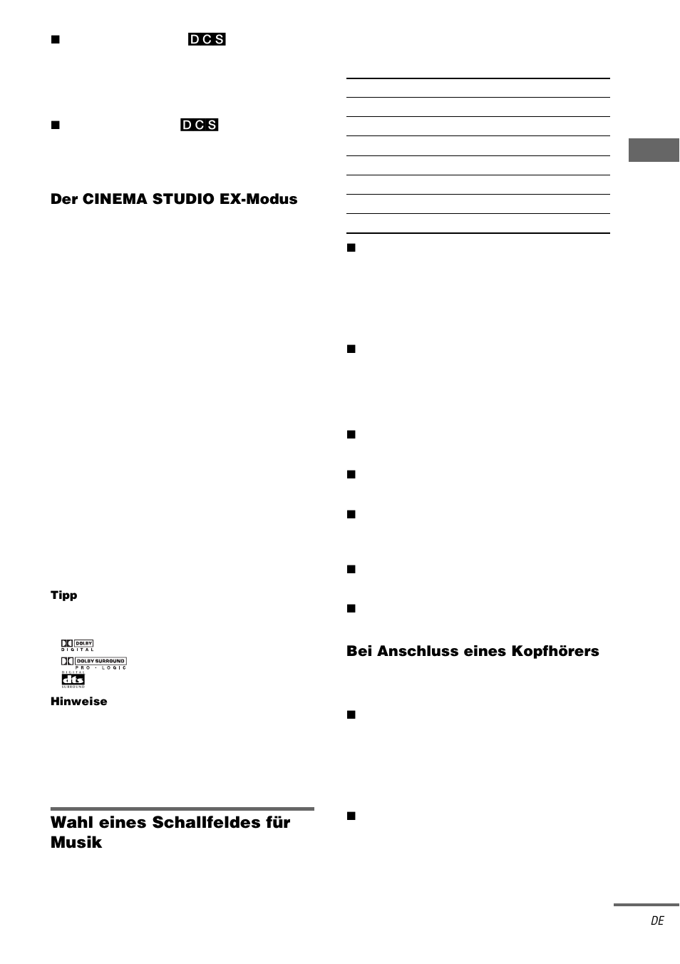 Wahl eines schallfeldes für musik | Sony STR-DA3000ES User Manual | Page 35 / 208