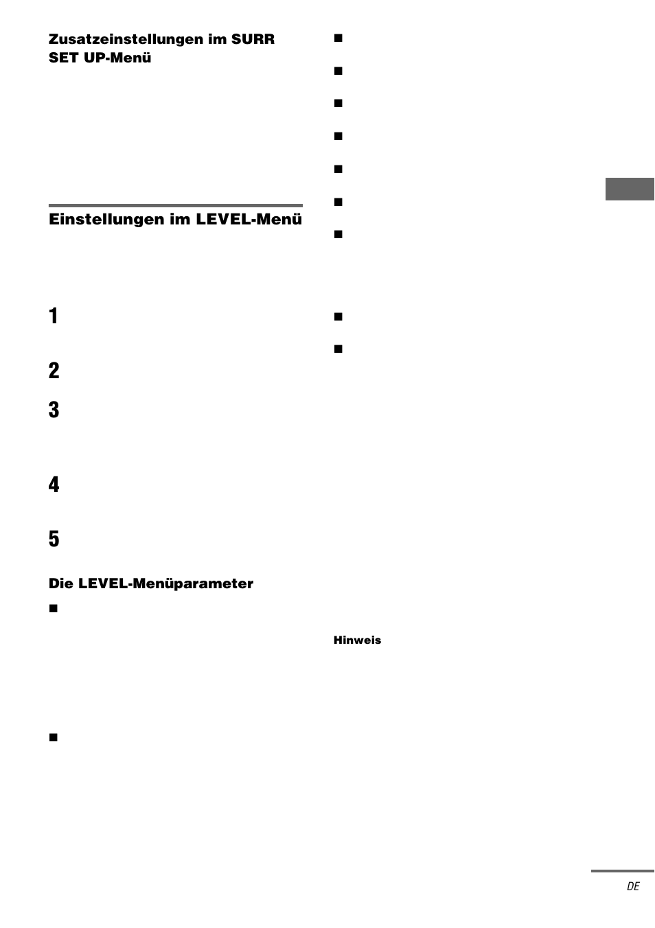 Siehe seite 41, Seite 41), Einstellungen im level-menü | Sony STR-DA3000ES User Manual | Page 41 / 208