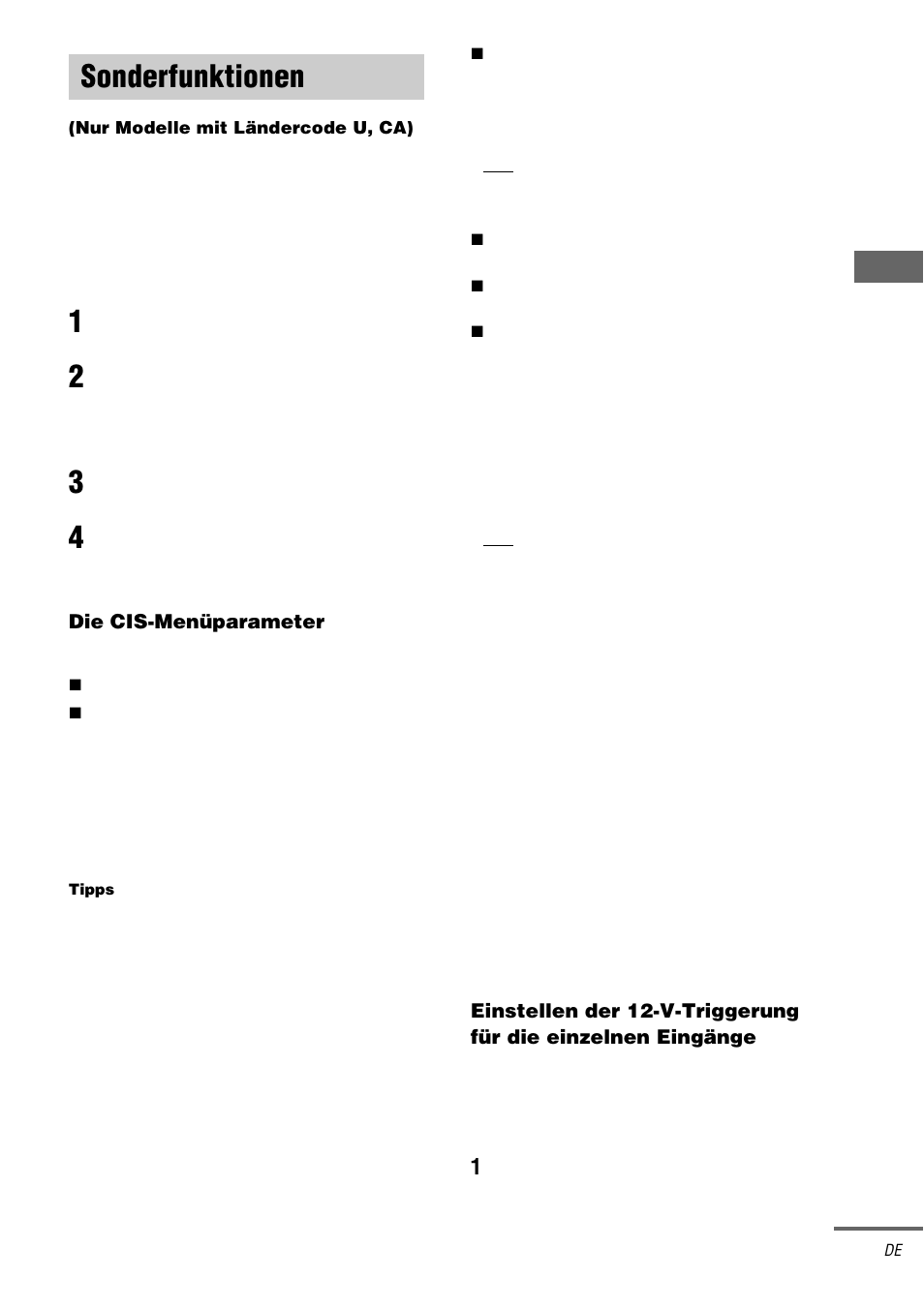 Sonderfunktionen, Nur modelle mit ländercode u, ca) | Sony STR-DA3000ES User Manual | Page 49 / 208