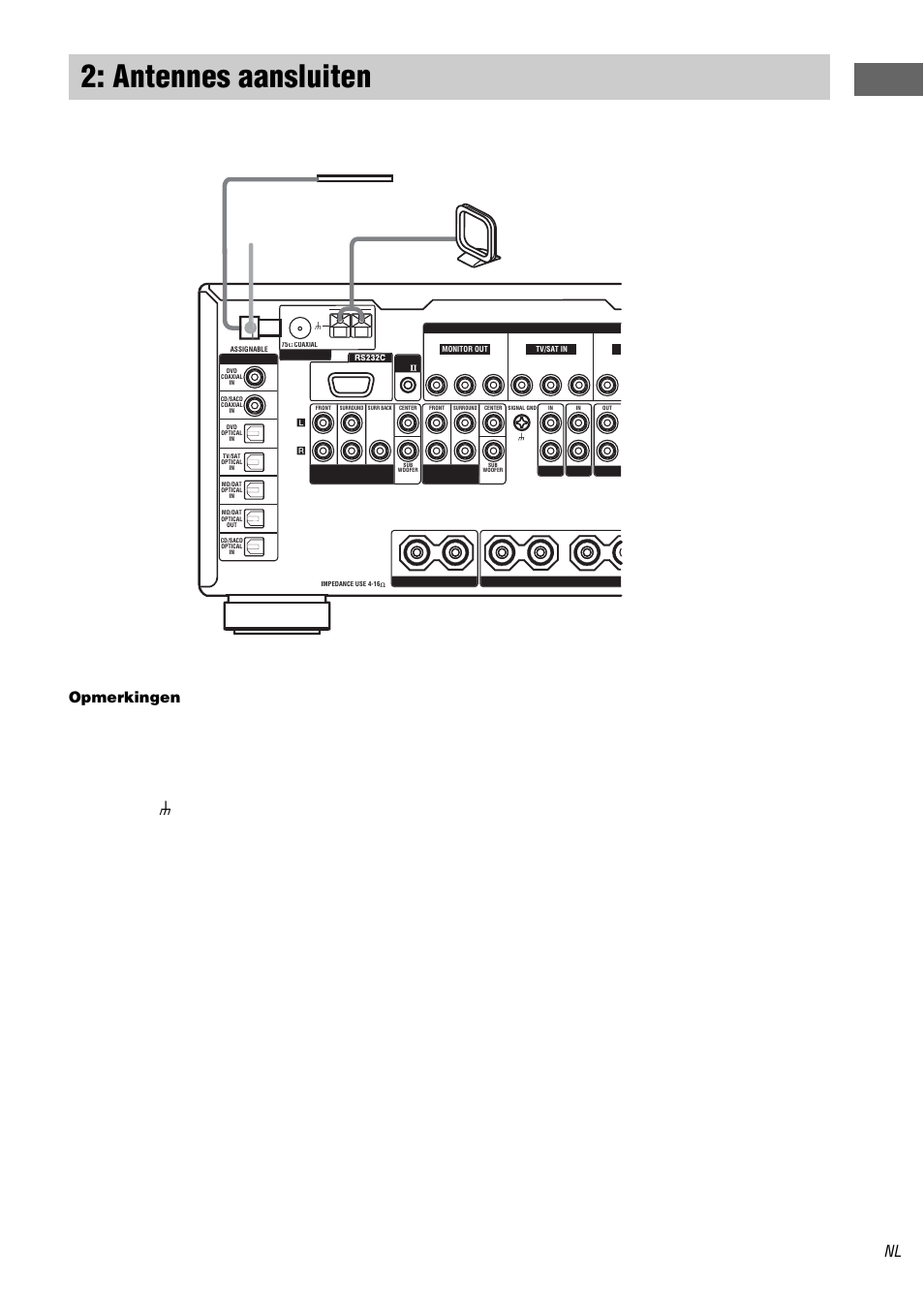 Antennes aansluiten, Vo orberei d ingen, Opmerkingen | Sony STR-DA3000ES User Manual | Page 83 / 208