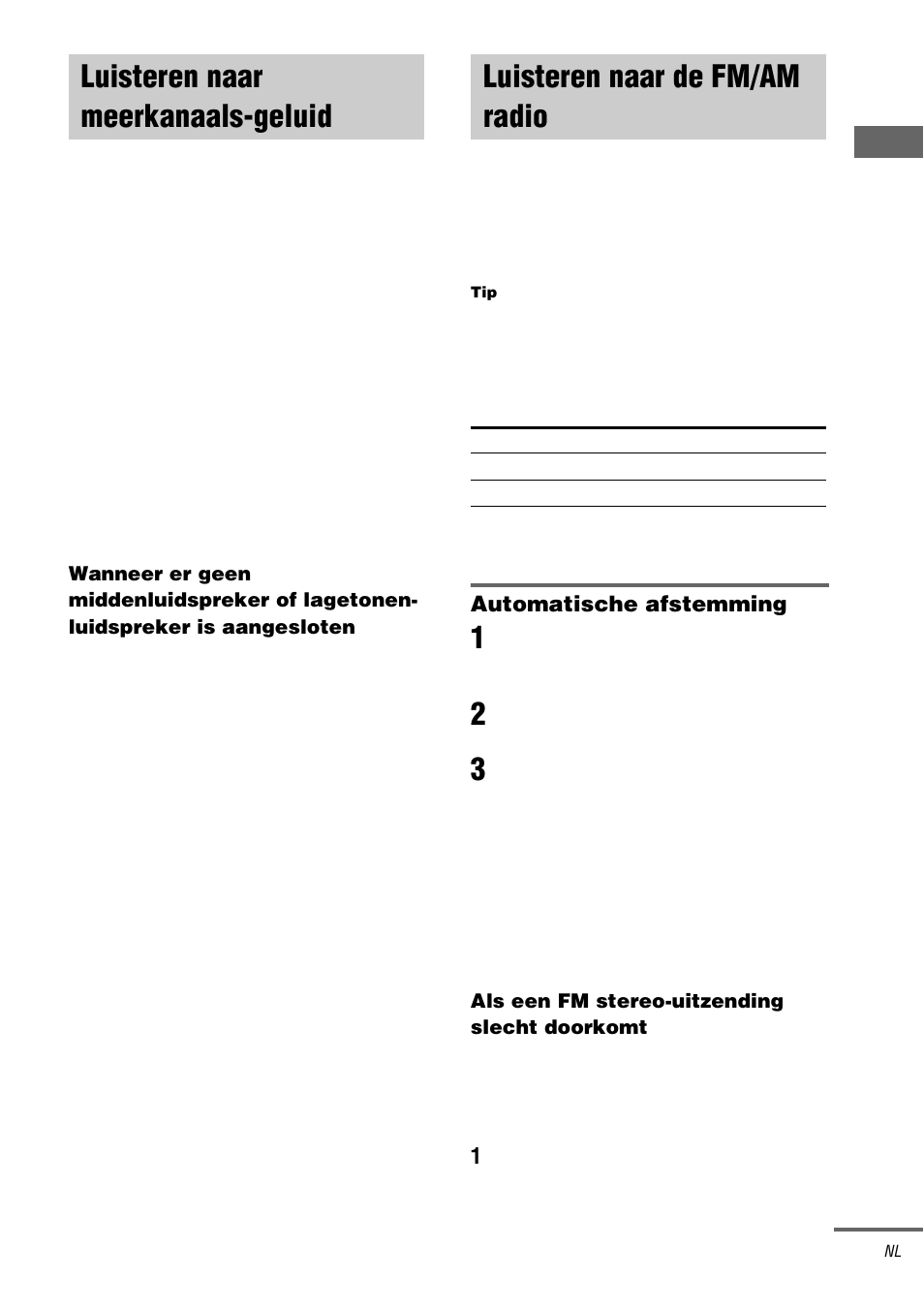 Luisteren naar meerkanaals-geluid, Multi ch in, Luisteren naar de fm/am radio | Sony STR-DA3000ES User Manual | Page 93 / 208