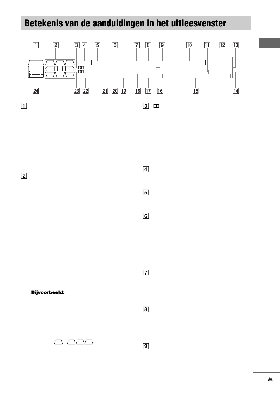 Betekenis van de aanduidingen in het, Uitleesvenster, Ve rs terke rfunc ties | Sony STR-DA3000ES User Manual | Page 99 / 208