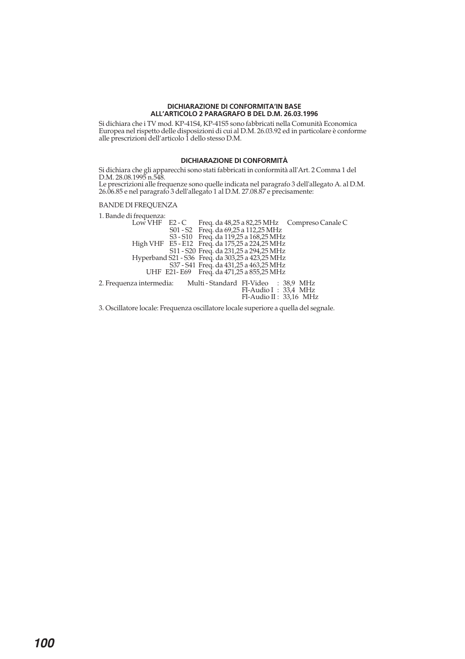 Sony KP-41S4 User Manual | Page 100 / 149