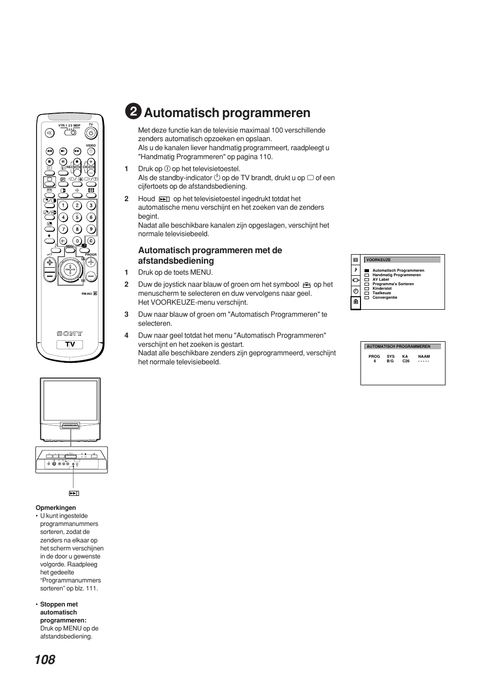 Automatisch programmeren, Automatisch programmeren met de afstandsbediening, 3mono l/g/s/i r/d/d/d | Sony KP-41S4 User Manual | Page 107 / 149