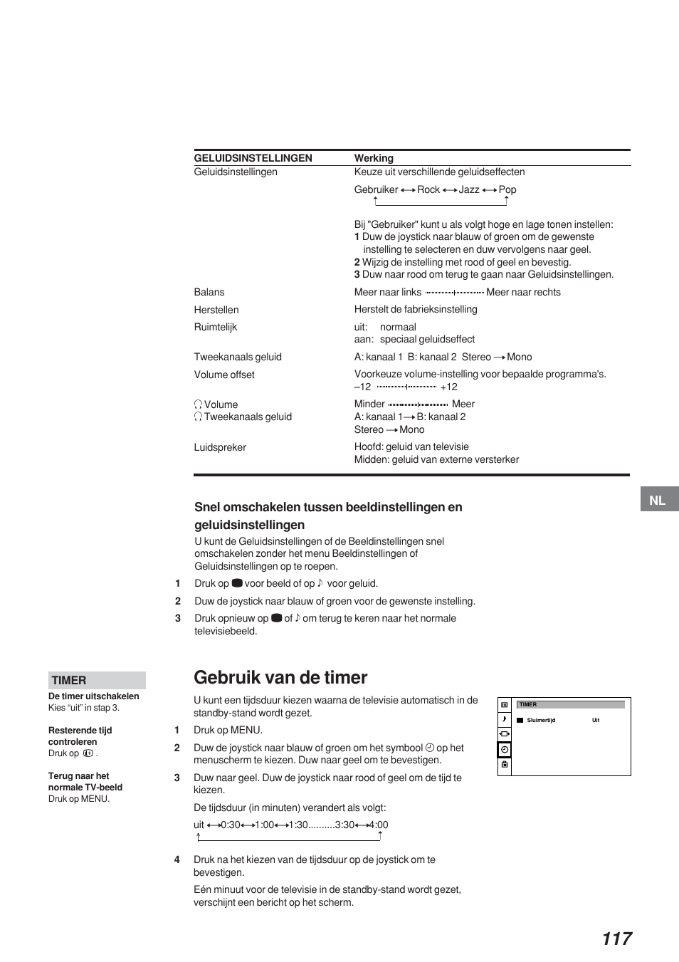 Gebruik van de timer | Sony KP-41S4 User Manual | Page 116 / 149