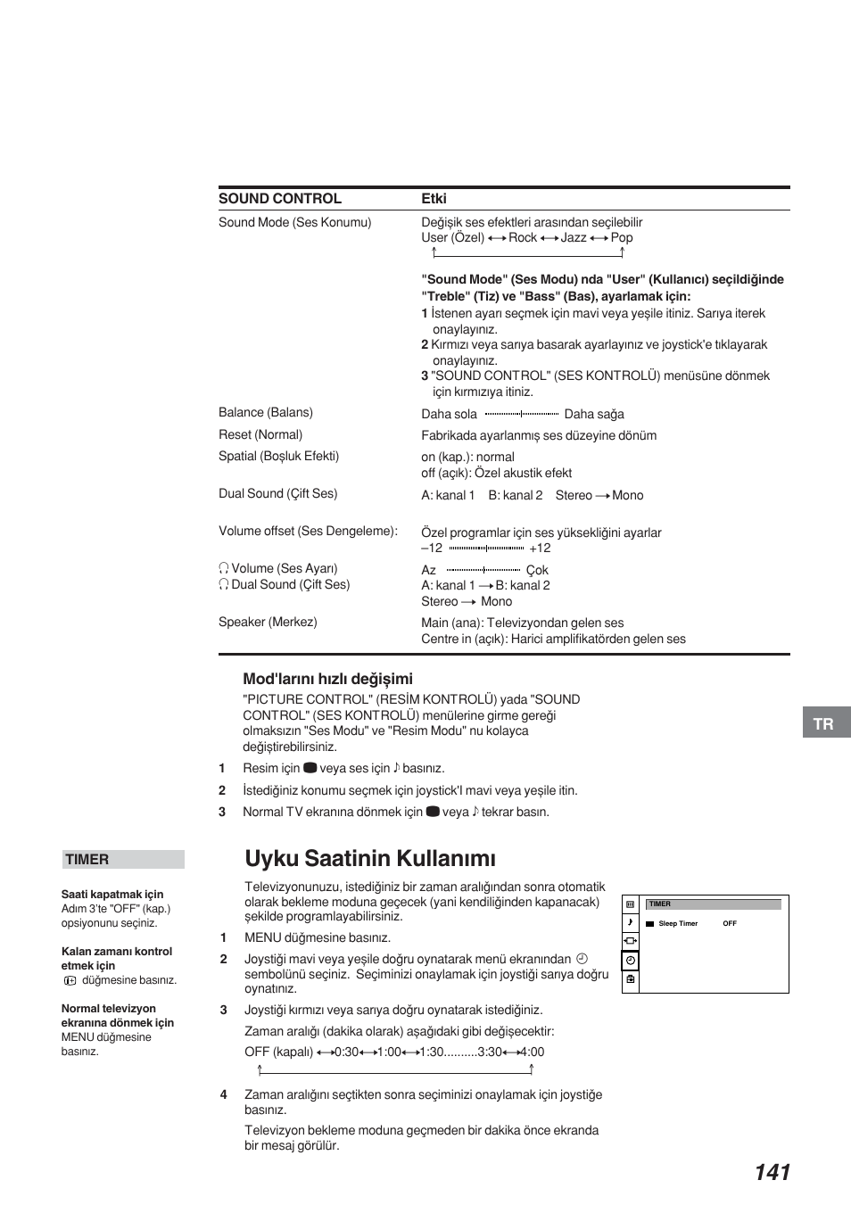 Uyku saatinin kullanwmw | Sony KP-41S4 User Manual | Page 140 / 149