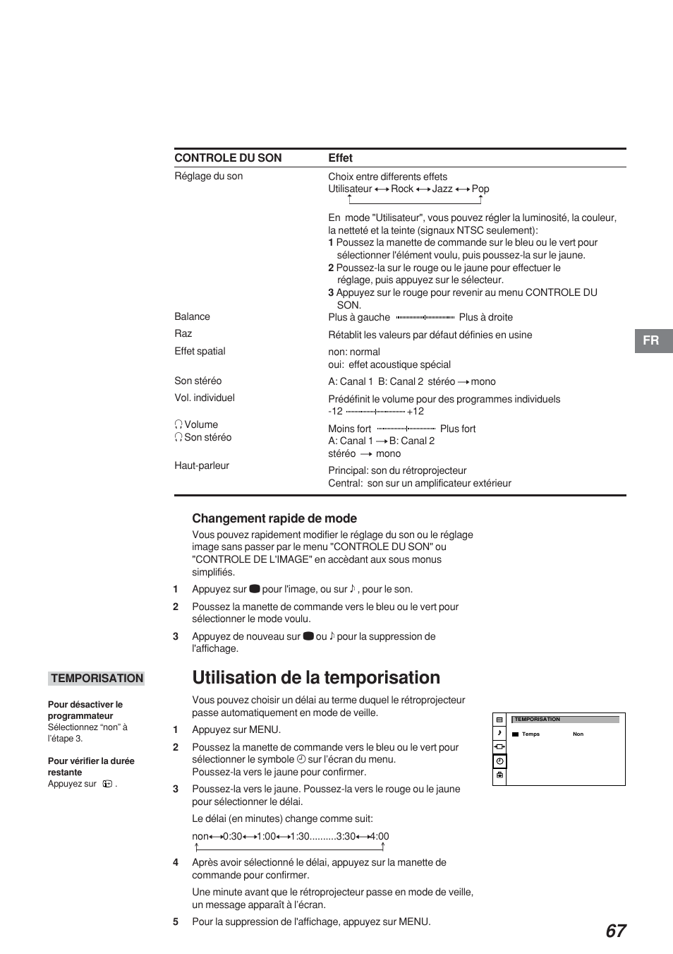 Utilisation de la temporisation | Sony KP-41S4 User Manual | Page 67 / 149