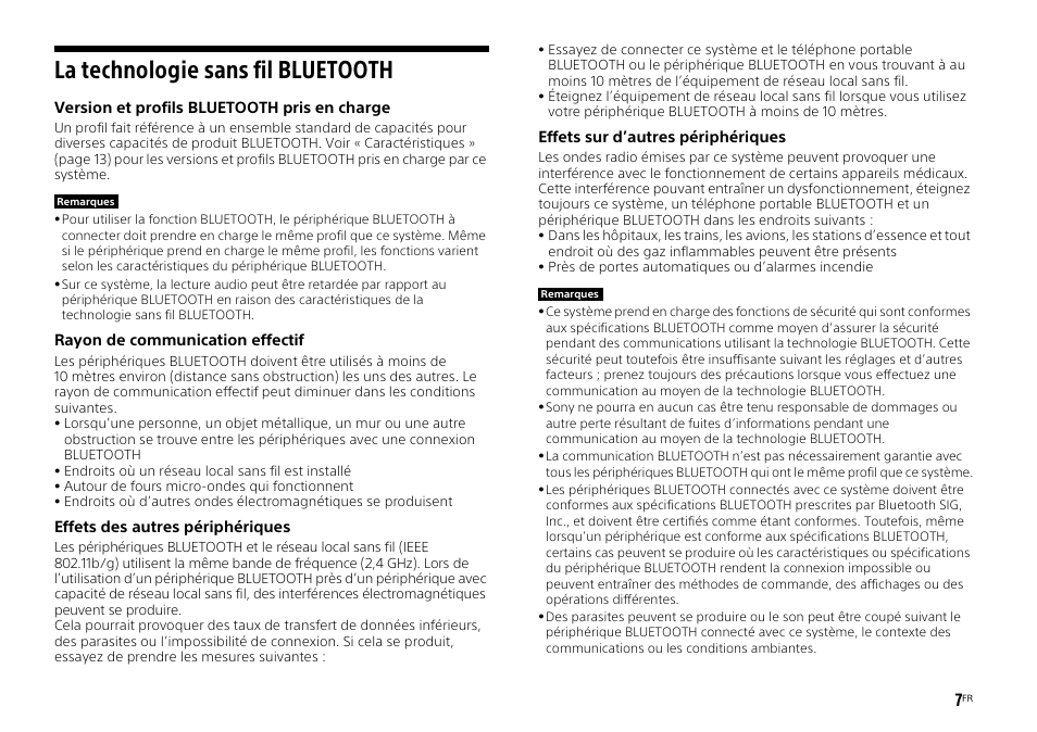 La technologie sans fil bluetooth | Sony HT-ST3 User Manual | Page 21 / 115