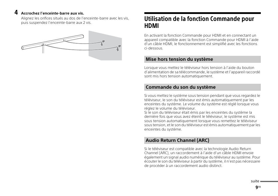 Utilisation de la fonction commande pour hdmi | Sony HT-ST3 User Manual | Page 23 / 115