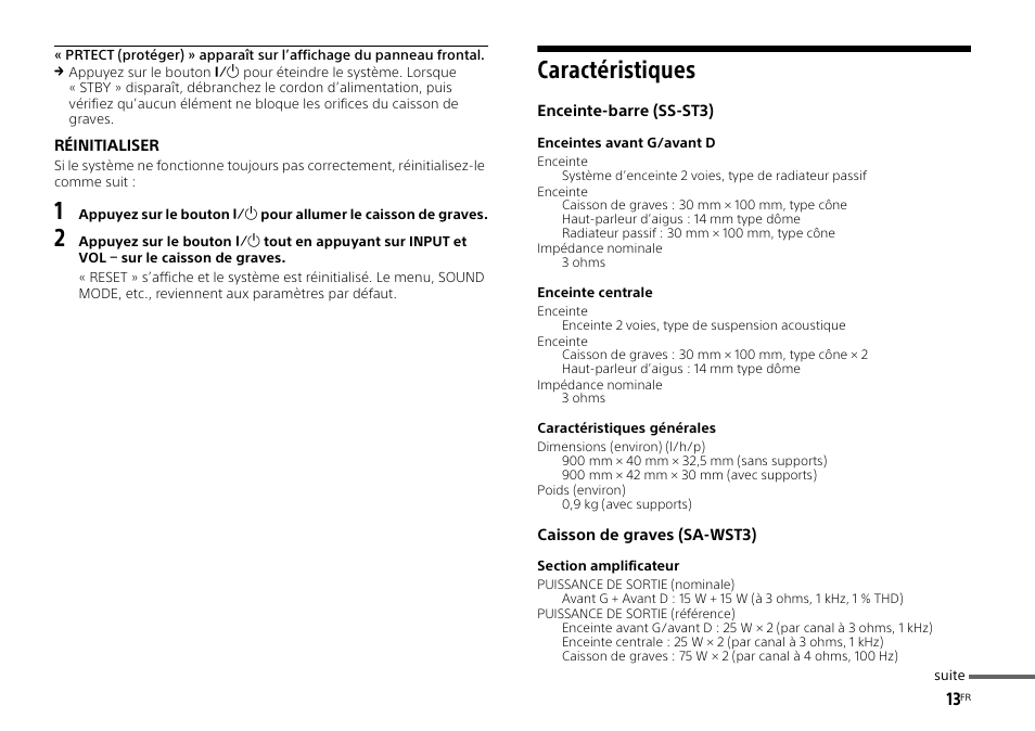 Caractéristiques | Sony HT-ST3 User Manual | Page 27 / 115