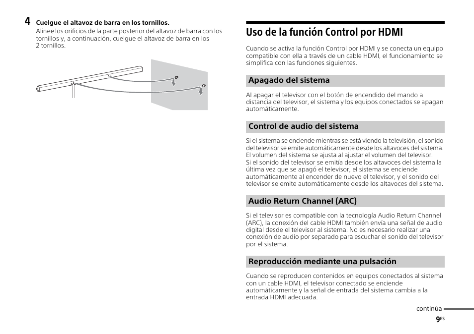 Uso de la función control por hdmi | Sony HT-ST3 User Manual | Page 37 / 115