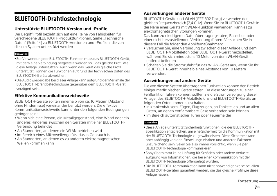 Bluetooth-drahtlostechnologie | Sony HT-ST3 User Manual | Page 49 / 115