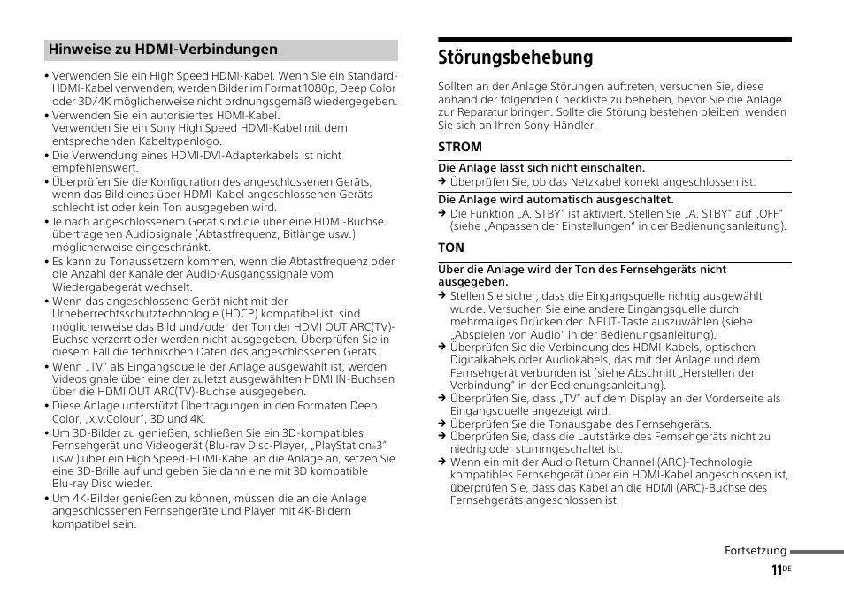 Störungsbehebung | Sony HT-ST3 User Manual | Page 53 / 115