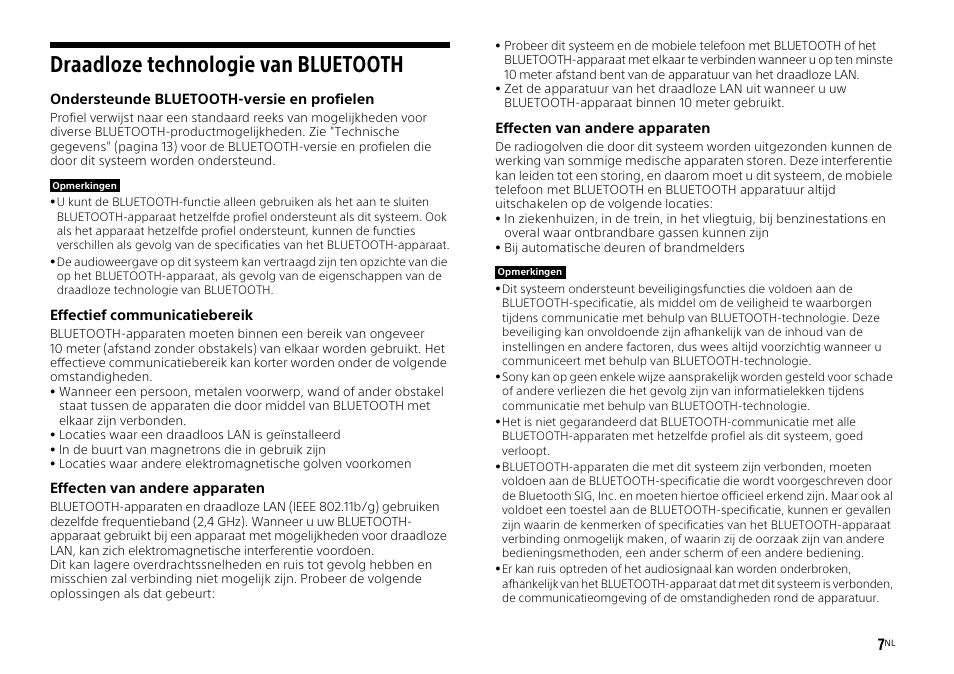 Draadloze technologie van bluetooth | Sony HT-ST3 User Manual | Page 65 / 115