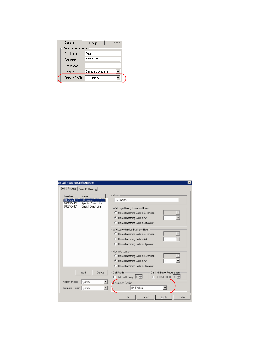 Using dnis to set the language | AltiGen comm ACM 5.1 User Manual | Page 123 / 454