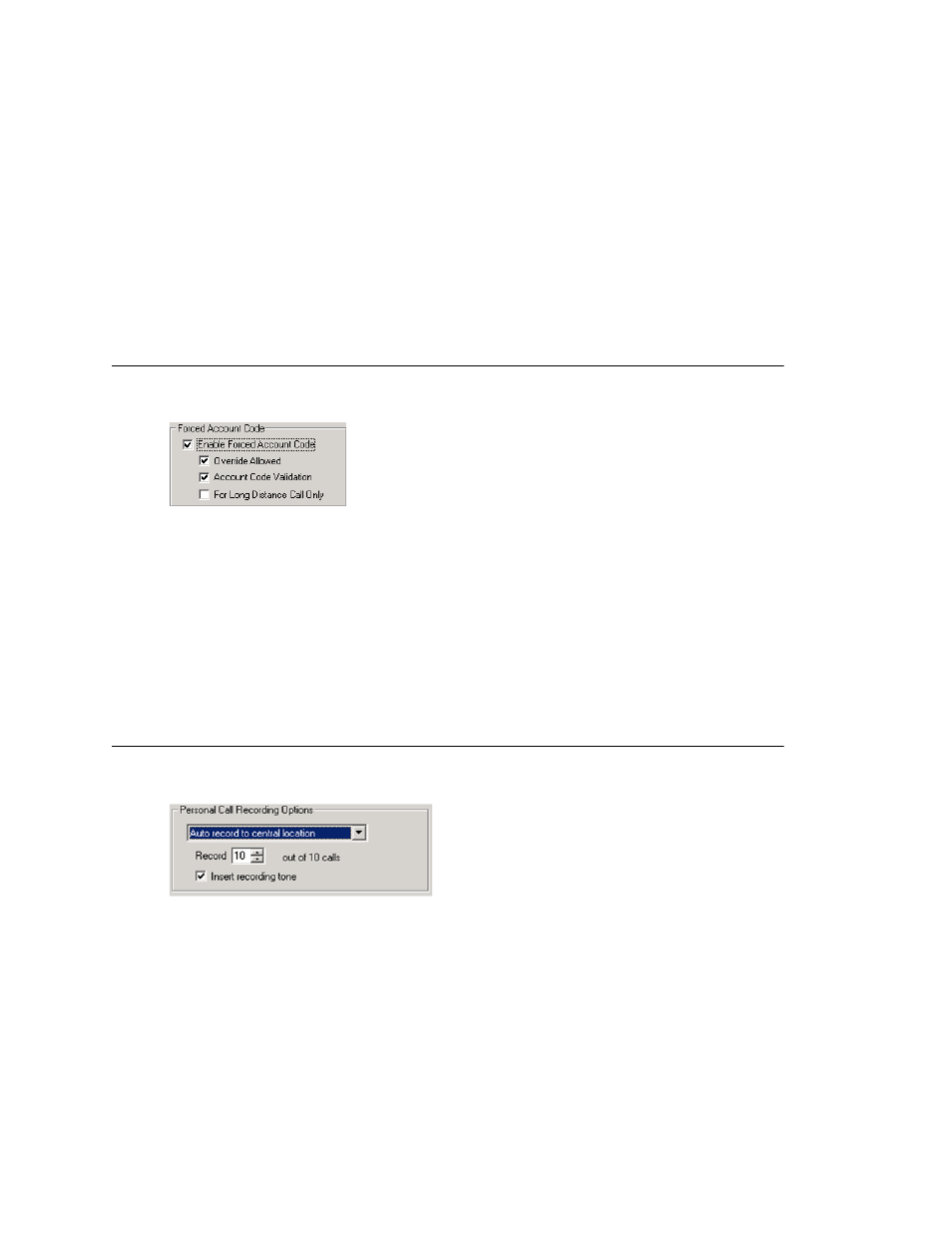 Forced account code, Personal call recording options | AltiGen comm ACM 5.1 User Manual | Page 211 / 454