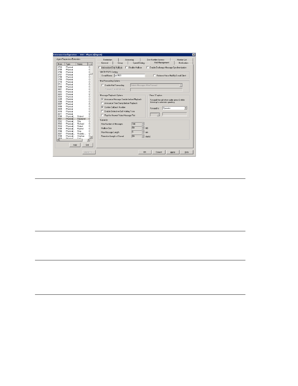 Setting an information-only mailbox, Disabling a mailbox, Synchronizing with exchange server | Smtp/pop3 setting | AltiGen comm ACM 5.1 User Manual | Page 221 / 454