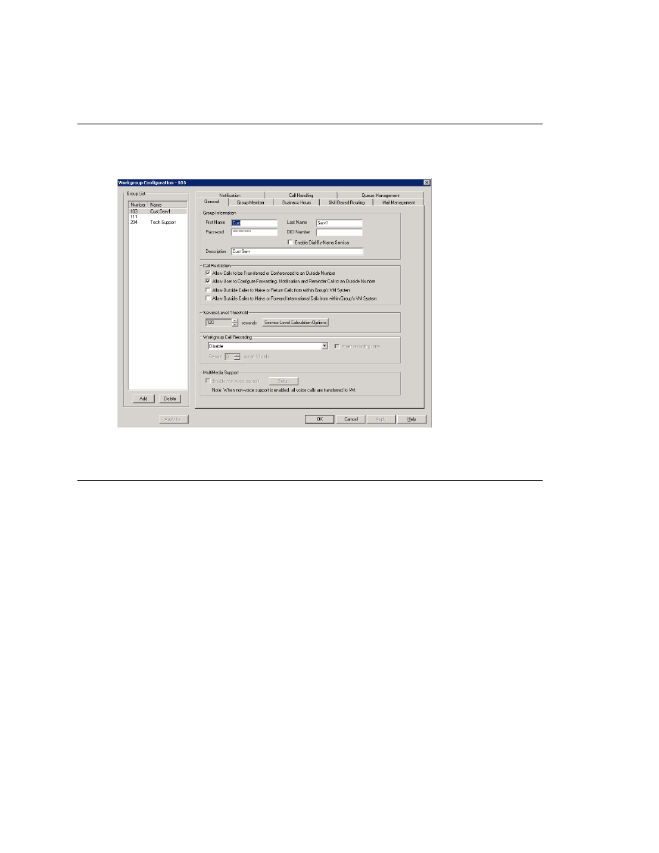 Creating and configuring workgroups, Overview of workgroup configuration window | AltiGen comm ACM 5.1 User Manual | Page 288 / 454