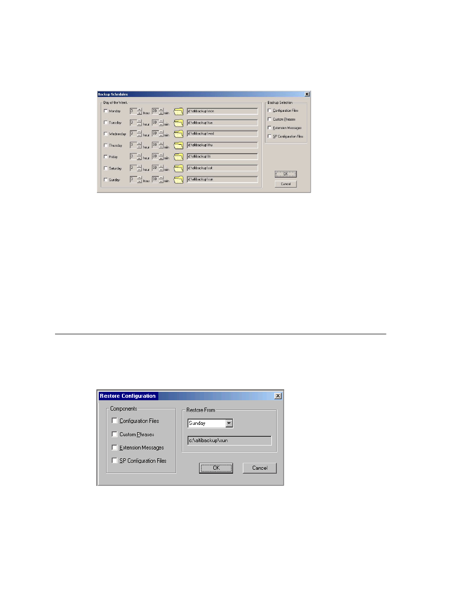 Restoring backed up files | AltiGen comm ACM 5.1 User Manual | Page 404 / 454