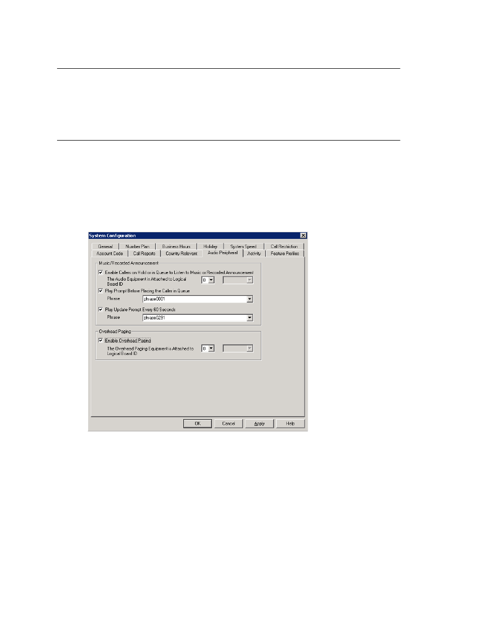 Setting emergency numbers, Audio peripheral configuration | AltiGen comm ACM 5.1 User Manual | Page 87 / 454