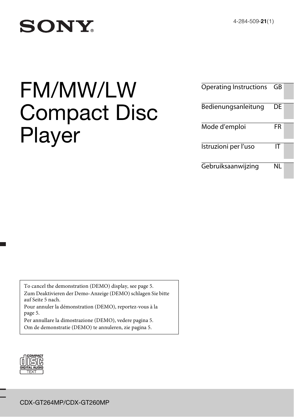 Sony CDX-GT264MP User Manual | 100 pages