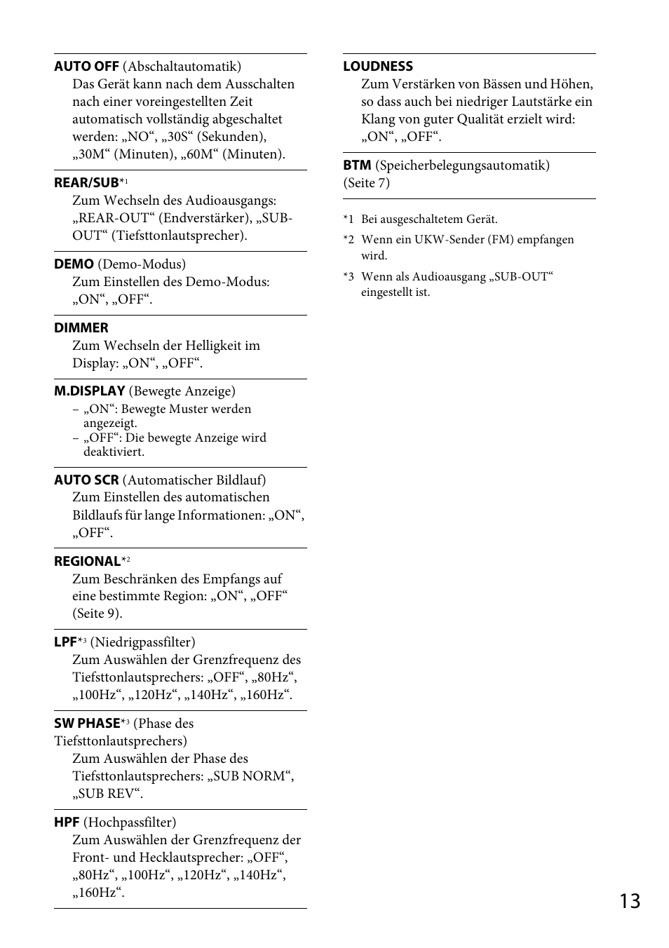 Seite 13) | Sony CDX-GT264MP User Manual | Page 31 / 100