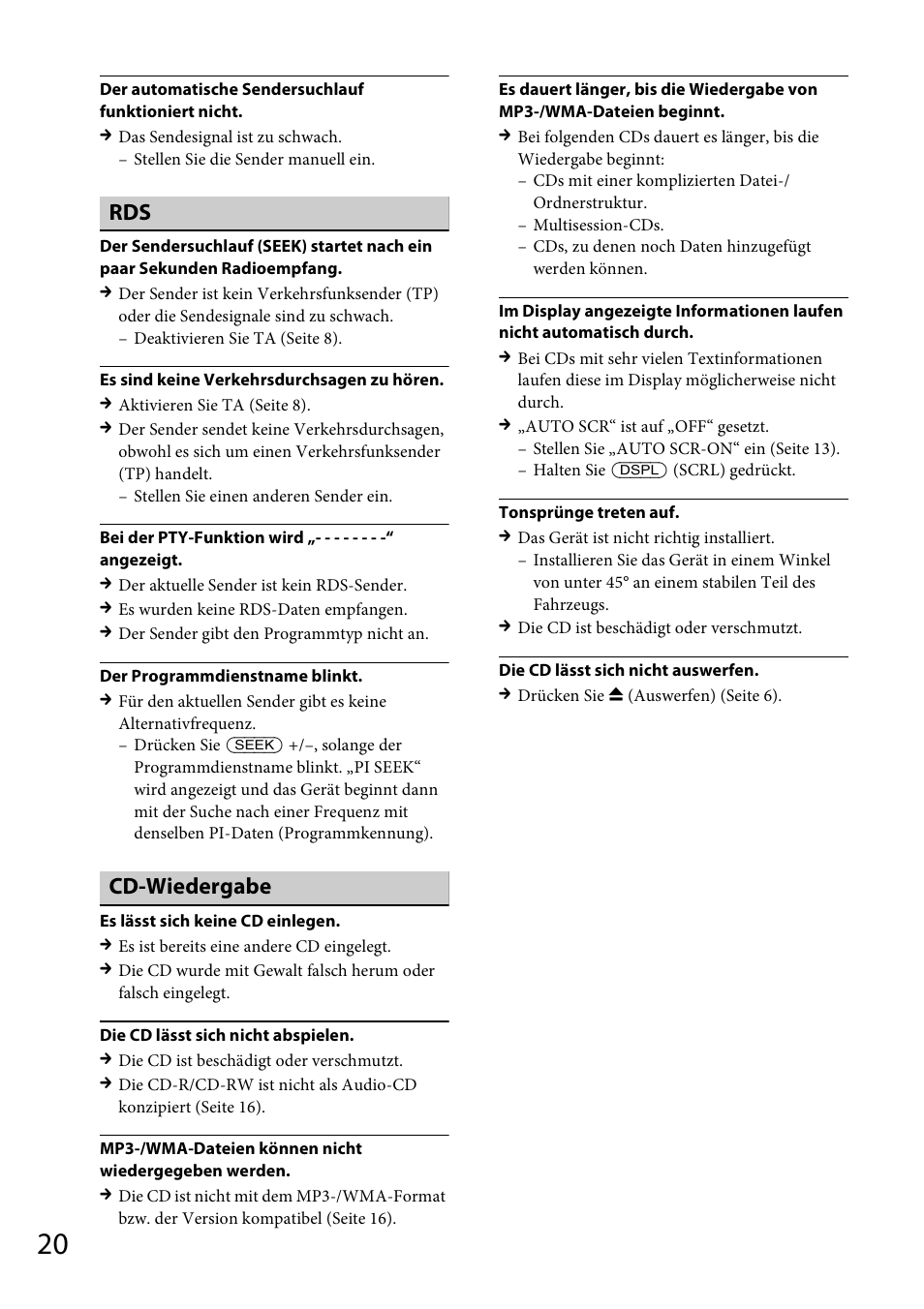 Cd-wiedergabe | Sony CDX-GT264MP User Manual | Page 38 / 100