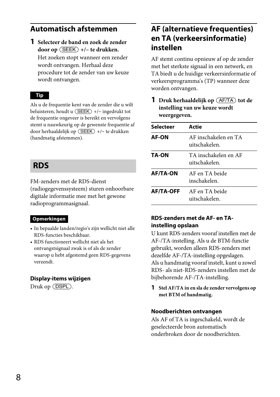 Automatisch afstemmen 1 | Sony CDX-GT264MP User Manual | Page 86 / 100