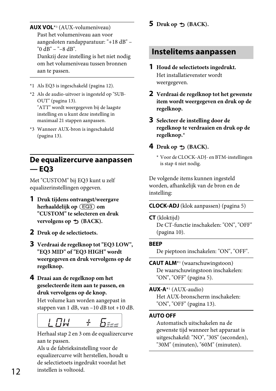 Instelitems aanpassen, De equalizercurve aanpassen — eq3 | Sony CDX-GT264MP User Manual | Page 90 / 100