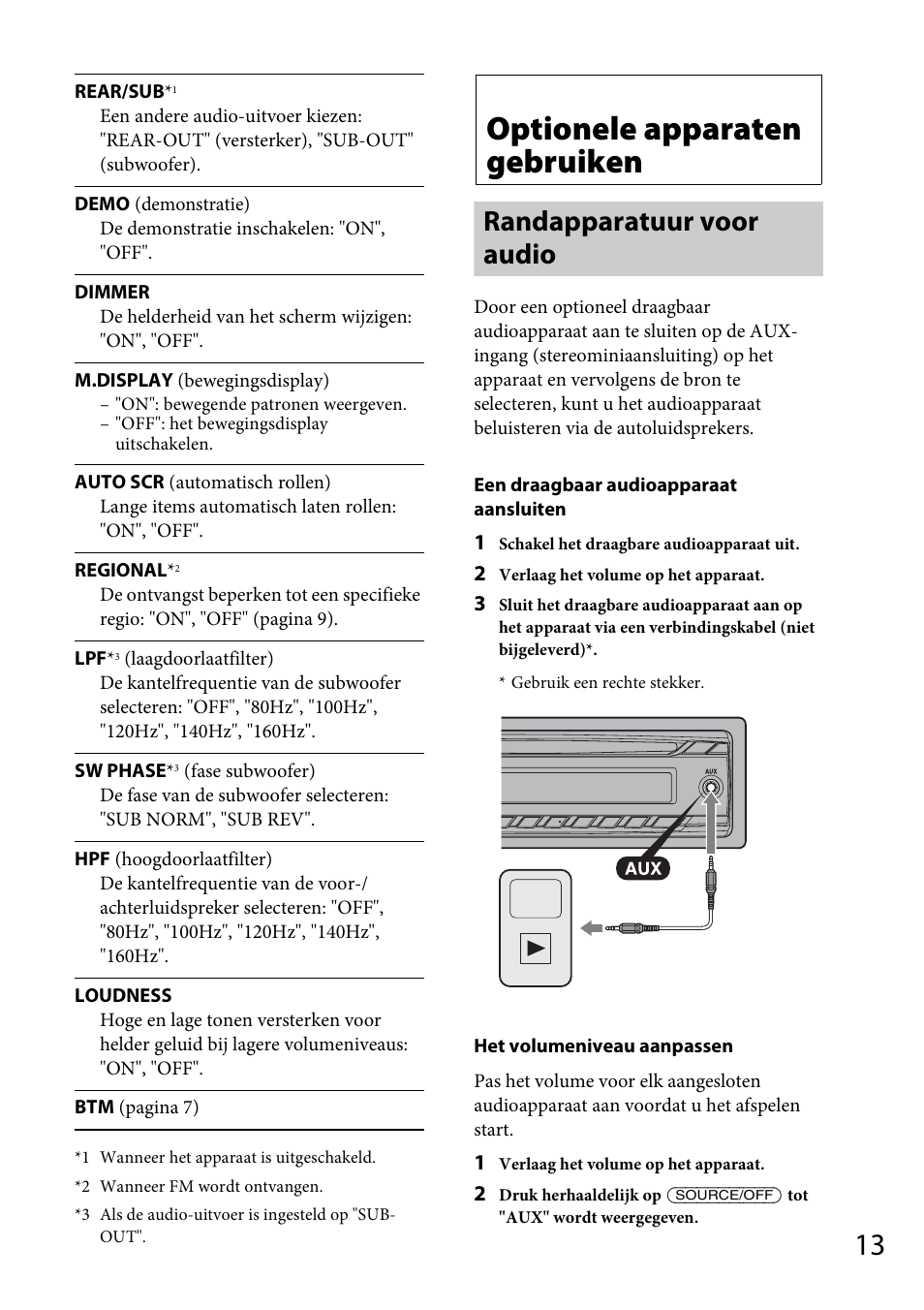 Optionele apparaten gebruiken, Randapparatuur voor audio | Sony CDX-GT264MP User Manual | Page 91 / 100