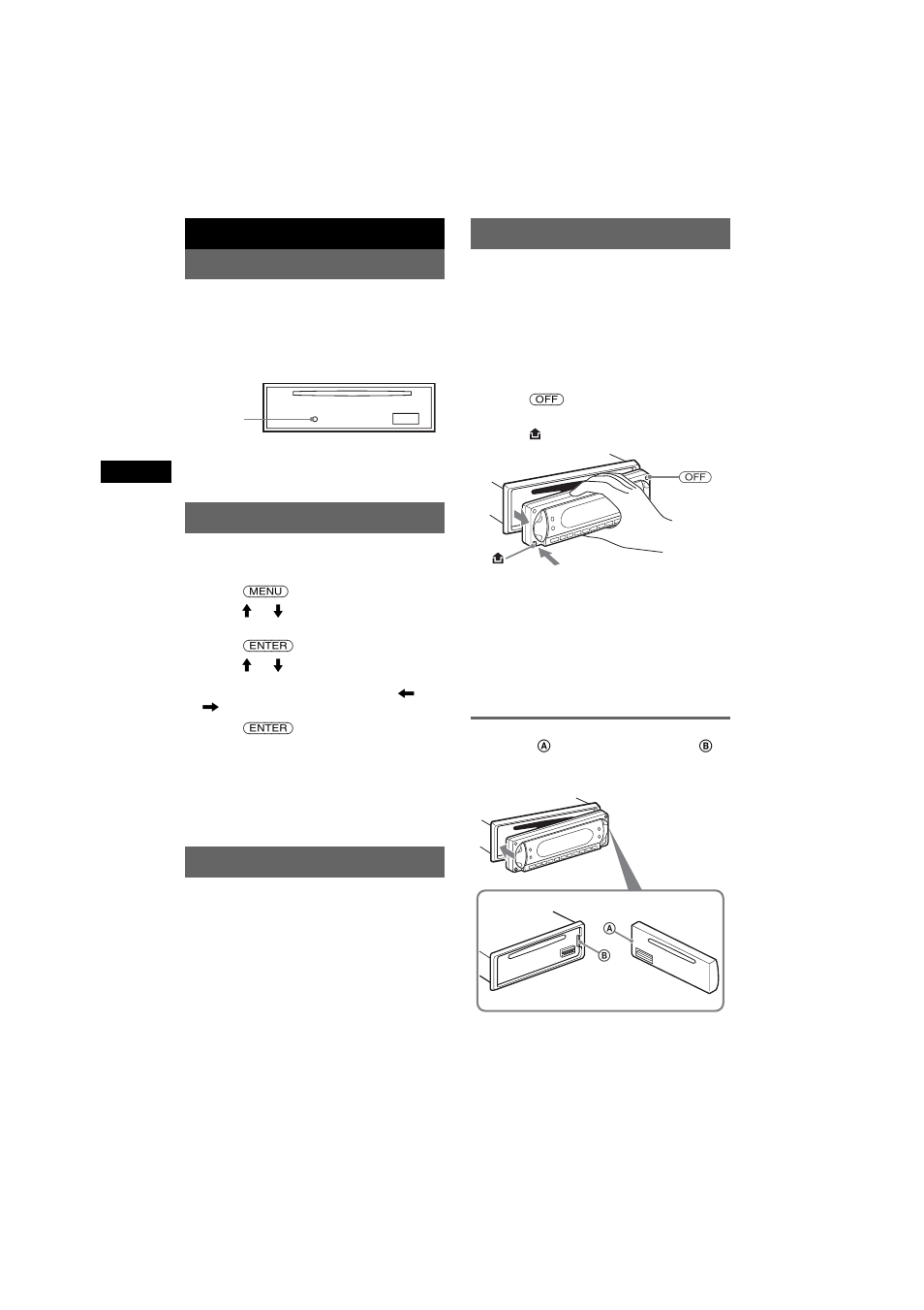 Getting started, Resetting the unit, Setting the clock | Demo mode, Detaching the front panel, Attaching the front panel, Getting started resetting the unit | Sony CDX-R6750 User Manual | Page 4 / 104