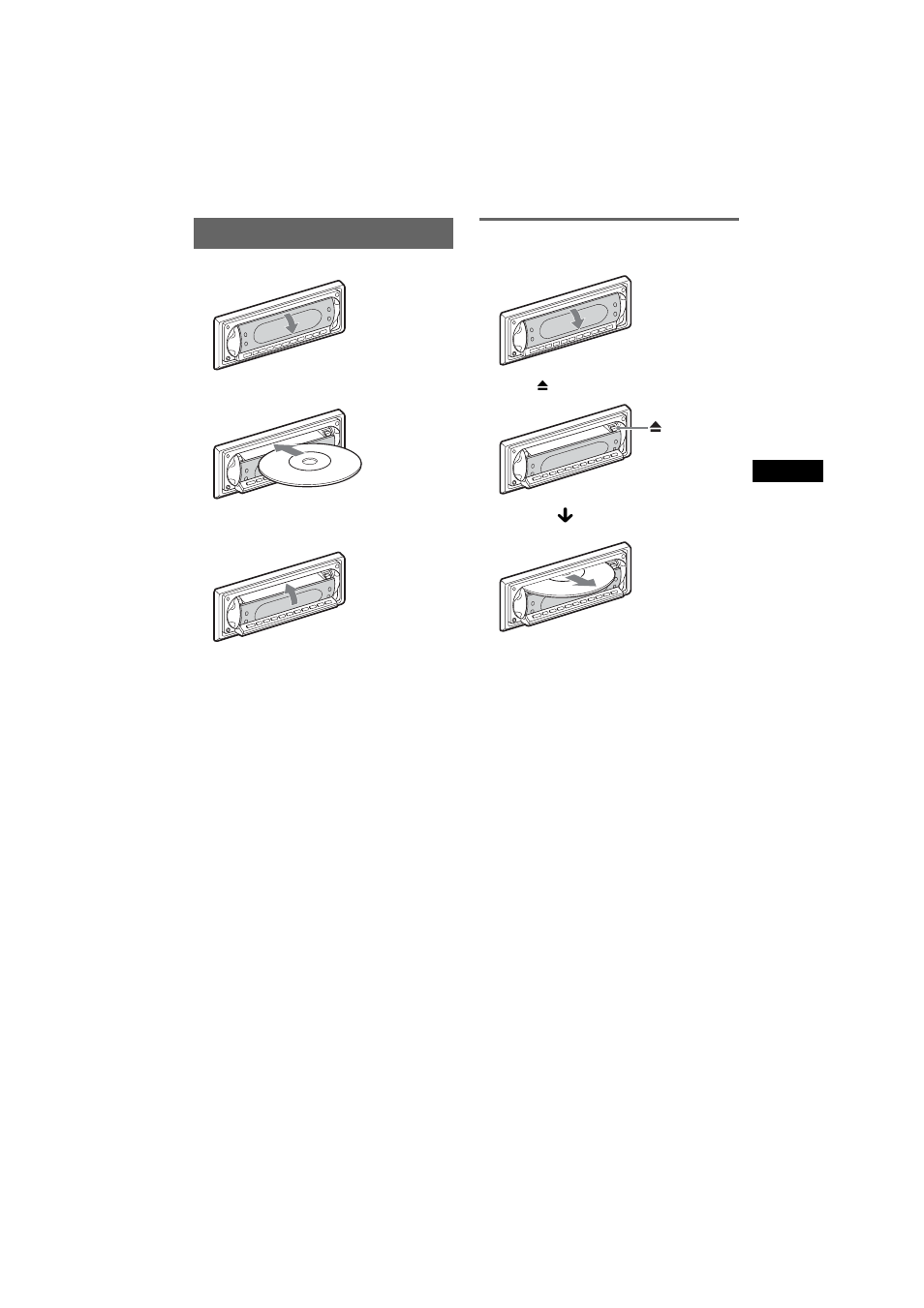 Inserting the disc in the unit, Ejecting the disc | Sony CDX-R6750 User Manual | Page 5 / 104